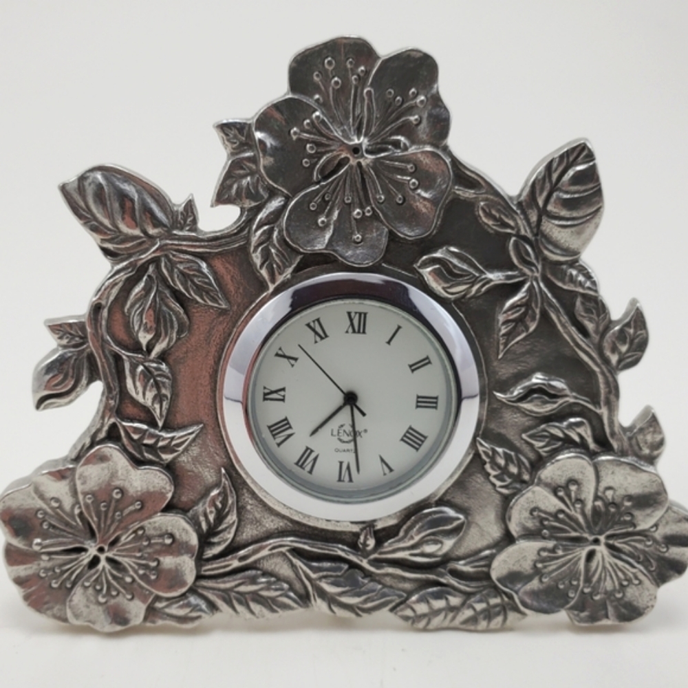 LENOX KIRK STIEFF COLLECTON- PEWTER POPPY CLOCK